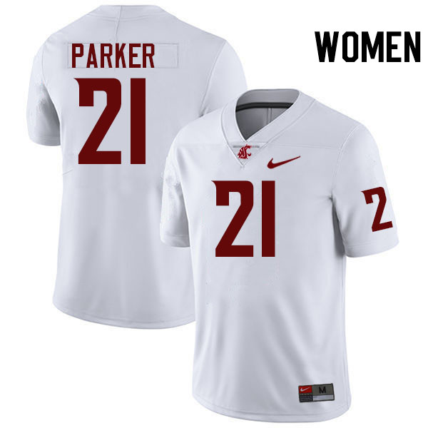 Women #21 Wayshawn Parker Washington State Cougars College Football Jerseys Stitched-White